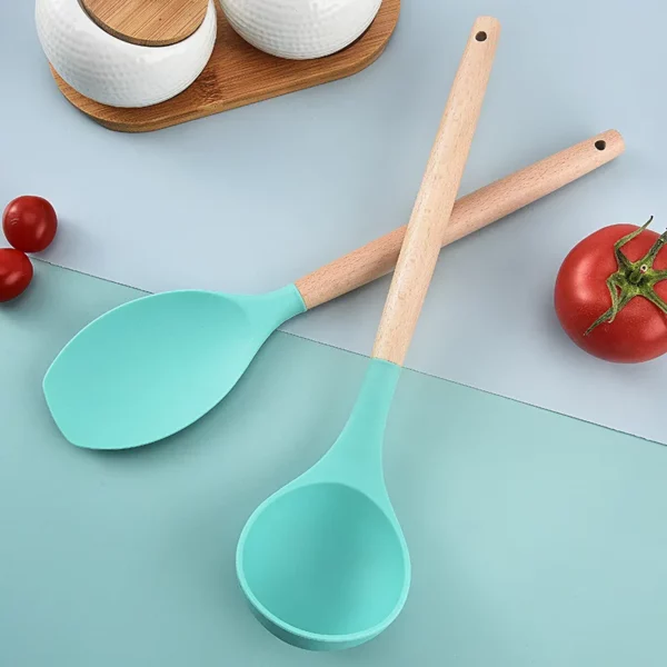 Kit Utensílios Silicone e Madeira 12 Peças IZECook