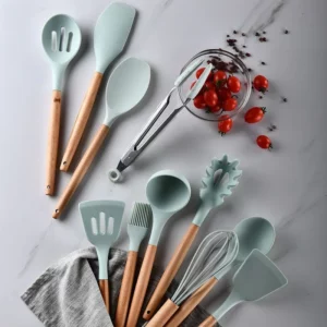 Kit Utensílios Silicone e Madeira 12 Peças IZECook