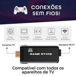 Videogame Stick 10mil Jogos 64gb 2 Controles Portátil Retro IZEPLAY