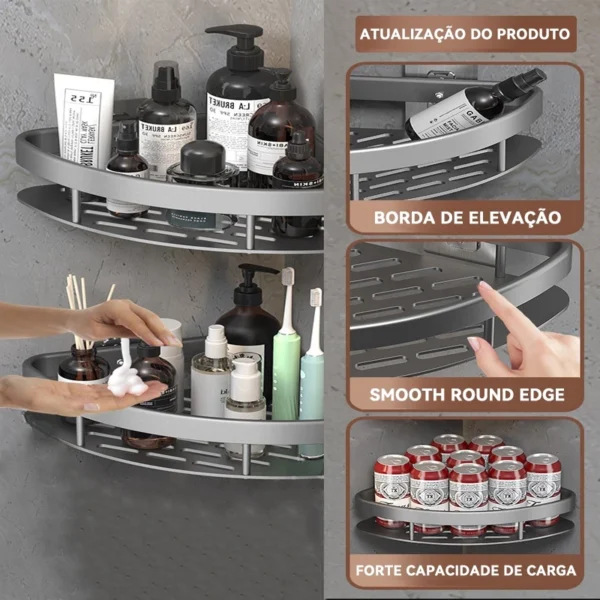 Detalhe do material resistente do suporte de shampoo IZEHOLD PREMIUM